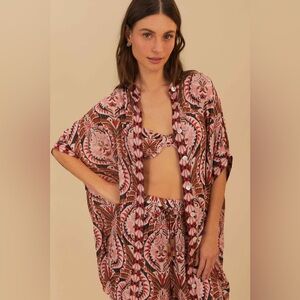 FARM RIO Pink Pineapple Jewelry Maxi Shirt